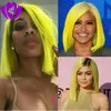 New style Short Wigs for Women 14inches Synthetic Straight Ombre yellow lace front wig heat resistant synthetic bob wig