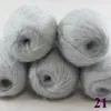 5ballsX50g Luxuoso MOHAIR 50% Cashmere 50% fio de seda tricotado à mão várias cores para escolher prata 290-3265