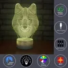 Visual Wolf Night Light 7 colori USB 3D LED Light Fixtures Regalo di Natale per baby room Decorazioni per la casa Lampade acriliche # R54