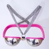 Female Stainless Steel Chastity Bra Collar Thigh Rings T-type Chastity Belts Bondage Lock Device Sex Toys for Women 2 Color Choose G7-5-48