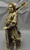 A c 11" Chinese Bronze Protect Lion Head Warrior Veda Bodhisattva Wei Tuo Statue