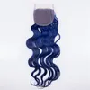 Wet and Wavy Blue Hair With Closure Blue Water Wave Hair Brazilian Virgin Human Hair Extensions With Lace Closure 4pcs/Lot