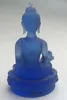 12 cm * / Seltene Liuli-Buddha-Statue aus blauem chinesischem Kristallglas