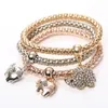 Hot Selling Fashions beautiful Personality Three-color Stretch Corn Chain Diamond Love Heart Bracelet free shipping HJ174