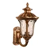 European Outdoor waterproof Gate Wall Lamps Red Bronze Villa Landscape Outside Clear Glass Shade Corridor Hallway Wall Sconces