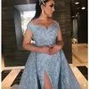 Wspaniała Dubai Mermaid Prom Dress Z Overckirt Koraliki Koronkowe Aplikacje Side Slit Suit Długa Suknia Seksowna Off Formalne Suknie Prom