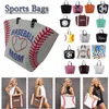 2018 new design canvas football baseball softball tote bag for mom sports tote purse stitching women cotton canvas bags