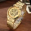 Skeleton Gold Mechanical Watch Men Automatic 3D Carved Dragon Steel Mechanical Wrist Watch China Luxury Top Brand Self Wind 2018 D18100706