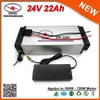 후면 랙 리튬 배터리 24V 22Ah 700W 전기 자전거 배터리 3.7V 사용 2.2Ah 18650 셀 30A BMS + 2A 충전기 무료 배송