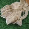 7 peças / pacote 613 Bleach loira máquina brasileira feita Remy Body Wave Clips no clipe de cabelo humano em extensões