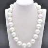 Ogromny 20mm Oryginalna South White Sea Shell Pearl Round Koraliki Naszyjnik 18 "