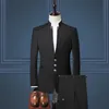 Men039s Chinese stand collar suit threepiece suit jacket pants vest men039s business formal suit wedding groom grooms1502407