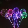 LED-Licht-BOBO-Ballon mit Stick, transparente Luftballons, leuchtender LED-runder Blasenballon, blinkende Hochzeits-Party-Dekoration, DHL-frei