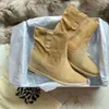 Botas de couro genuíno Isabel Crisi camurça Marant Fashion Paris sapatos populares