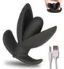 Sprouted 10-läge Uppladdningsbar USB-laddning Vibrerande analpropp Electro Anchor EXPANDING ANAL Vibrator, Sexleksaker C18111501