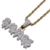 COLLANA CON PENDENTE SAVAGE ICED OUT CZ BLING DA UOMO Collana con diamanti simulati con micro pavé di zirconi cubici