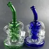 Färgglada Tornado Recycler Glass Bongs Showerhead Perc Dab Rigs Klein Recycler Bong Heavy Base Waterpipes Kvinna Joint 14mm med skål WP308