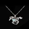 Lumineux brillant dans le noir cheval collier argent cheval licorne pendentif tour de cou chaîne bijoux de mode pour les femmes livraison directe