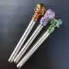 Colorful 5.5 Inch Skull Pyrex Glass Oil Burner Pipes Spoon Smoking Tobacco Pipe