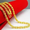 Necklace Double Dragon Heads Unisex 24K Yellow Gold Filled Men Bones Chain Gift