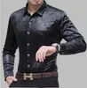 Kış Sonbahar Ipek Kadife Gömlek erkek Moda Ejderha Baskı Siyah Mavi Uzun Kollu Velor Gömlek Üstleri Yumuşak Kalın Sıcak Elbise Gömlek