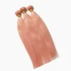 Pelo de oro rosa humana Paquetes sedoso rosa rosa brasileño de la Virgen extensiones del pelo de 3 lotes de ofertas rectas tramas del pelo para la venta