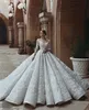 Luxus Saudi Arabisch 2019 Brautkleider Mit Langen Ärmeln Scoop V-ausschnitt Dubai Kristall Perlen Spitze Brautkleider Vestido De Novia