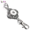 Bouton pression porte-clés lanière bijoux argent plaqué 18mm bouton pression pendentif porte-clés pour femmes bijoux
