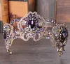 Lila Crystal Crown Hoop Crown Headdress Brudbröllop Tillbehör