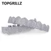 TOPGRILLZ Micro Pave Cubic Zircon Custom Fit Oro argento Colore Iced Out Hip Hop Denti Grillz Top Bottom Griglie per denti Set