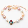 Natural Freshwater Pearl Bracelet 6-8mm Elliptical Natural Color Pearl Bracelet for Surprise Gifts for Lovers