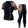 2017 Mens Skin Light Running Sets 3D Skulls Printing short Sleeve Running tirts pants set litness suits9480908