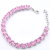 5 pcs luckyshine clássico rosa kunzite gemas para mulheres quadrados cubic zirconia cadeia braceletes rússia austrália braceletes pulseira grátis shippin grátis