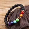 7 Chakra 8mm Svart lava stenarmband DIY Aromaterapi Essential Oil Diffuser Armband Buddha Mala Yoga Smycken