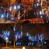 LED Strings 8pcs set 30cm Strip Light Bulbs Shower Rain Lights Solar Powered Meteor Waterproof Garden Lamp for Holiday