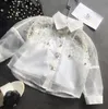 2018 nuova moda estiva bianca ragazze camicie manica lunga ragazze top camicette canotte + camicia 2 pezzi / set boutique abbigliamento per bambini vestiti per bambini