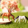 Décorations de jardin de chevaux miniatures, mini cheval artificiel blanc et marron, en résine, artisanat, bonsaï, 2 couleurs