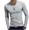 Homme col en V coton couleur pure manches longues t-shirts printemps automne Slim T-Shirt 14 couleurs taille M-2XL