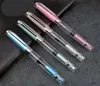 8 Colors Sales promotion Wingsung 3008 transparent Fountain Pen fine students Office stationery 0.5mm nib Write piston ink Pens