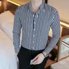 Fábrica direto camisa homens 2018 primavera novo vestido de negócio homens camisas casuais manga longa magro faixa faixa de faixa de faixa de trabalho formal camisa de vestuário formal