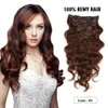 Bra återkopplingskvalitet 20inch Clip In Human Remy Hair Extensions, 9st Set 160g Kroppsvåg Ombre t1b / 4/27 färg