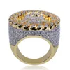 Luxe Mannen Gold Tone Hip Hop Jesus Face Ring Micro Pave Cubic Zirconia Gesimuleerde Diamanten Ringen Size7-12 Bling Bling Sieraden