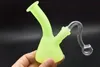 NEW Glow in the Dark Beaker Bong Green Frosted Dab Oil Rig Water Pipe Luminous Bubbler bong mini Glass Hookah with 10mm oil burner pipe