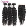 Big Promotion Deep Wave Human Hair Weave Bundles with Closure Brazilian Deep Curly Virgin Hair and Lace Closure Wet and Wavy Hair Extensions