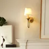 Europejski Luksusowy Czysta Miedź Salon Lampa Ścienna Amerykańska Królewska Tkanina Miedź Sypialnia Ścianie Tło Korytarz Lampa Ściana