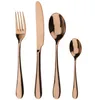Fancy wedding rose oro posate set set di posate lucido set 4pcs flatwares set cucchiaio forchetta coltello