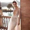 Berta sjöjungfru Rackless Beach Wedding Dresses Deep V Neck Overkirt Långärmar Bohemiska brudklänningar Tulle plus storlek Boho Vestidos de Novia 415