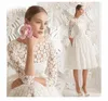 New Summer Boho Beach Wedding Dresses 2024 Lace Bohemian Bridal Gowns Casamento Botat Neck Sleeves Knee Length Robe De Mariage