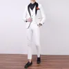 Przystojny Szal Lapel White One Button Groom Tuxedos Mężczyźni Garnitury Ślub / Prom / Kolacja Best Man Blazer (Kurtka + Spodnie + Kamizelka + Kamizelka)