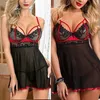 Sexy Damen Dessous Nachtwäsche Unterwäsche Babydoll Nachtwäsche Kleid Schwarz US #R97